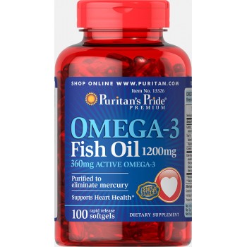 Omega-3 Fish Oil 1200 mg (360 mg Active Omega-3) 100 Softgels 