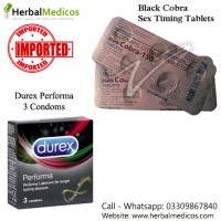 Pack of 1 Black Cobra Tablets and Durex Performa Condoms