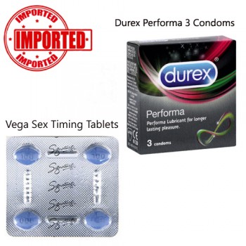Pack of 2 Vega Tablets and Durex Performa Condoms 3s